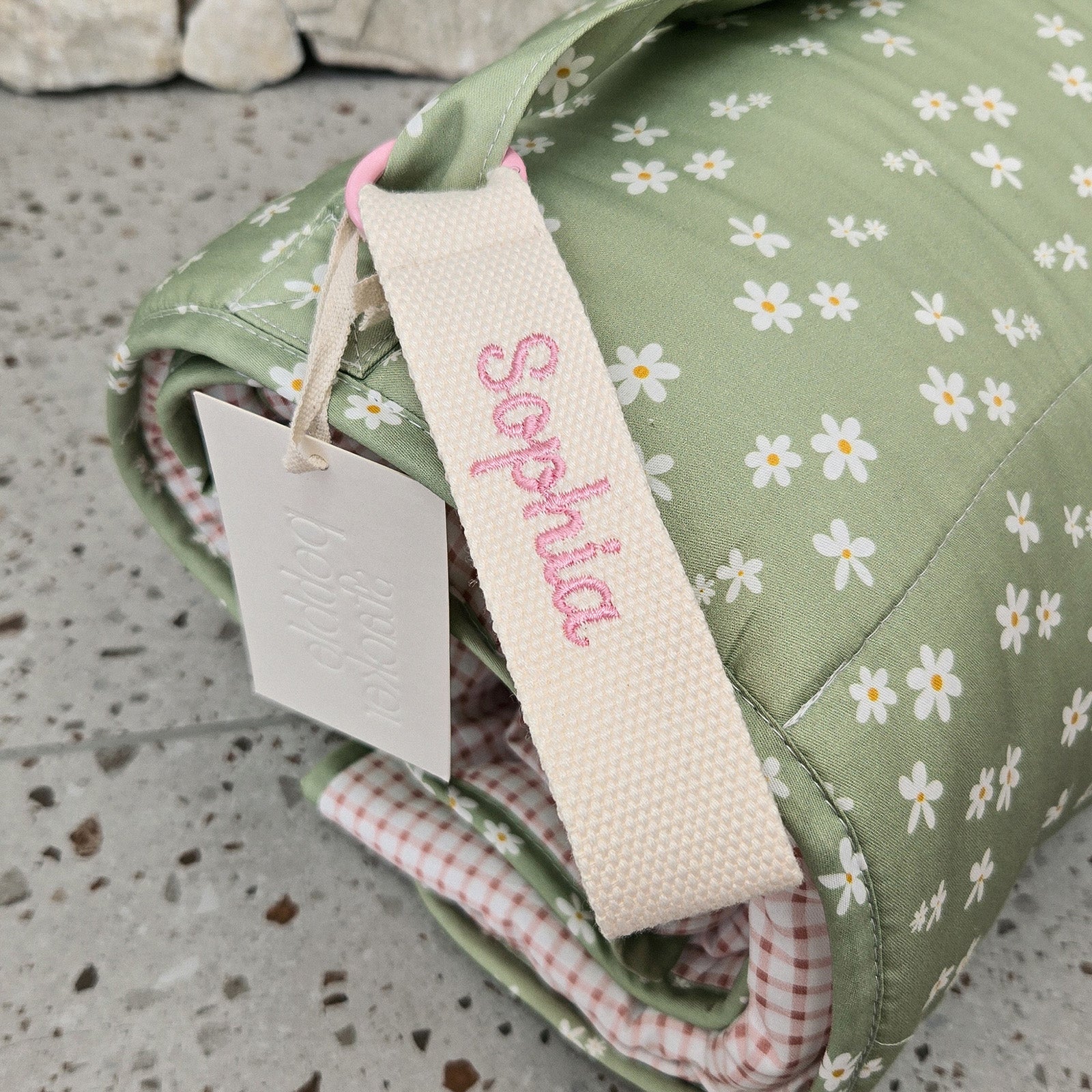 Embroidery Name Tag pebble stacker