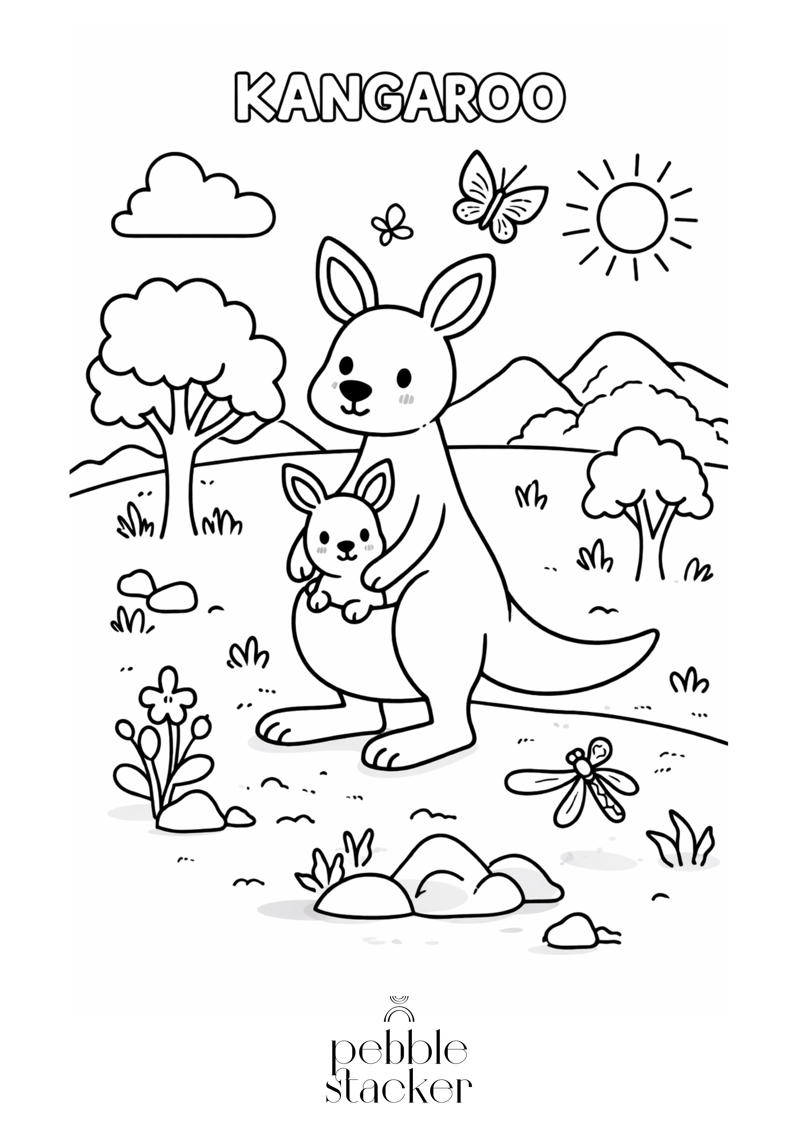 Free Kids’ Coloring Page (Kangaroo)