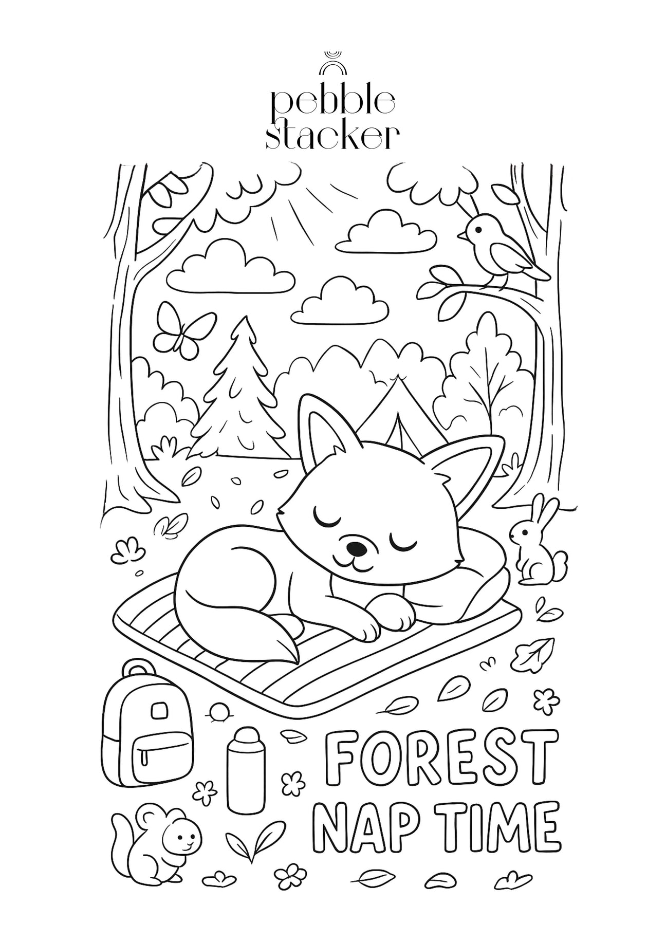 Free Kids’ Coloring Page (Forest Nap Time)