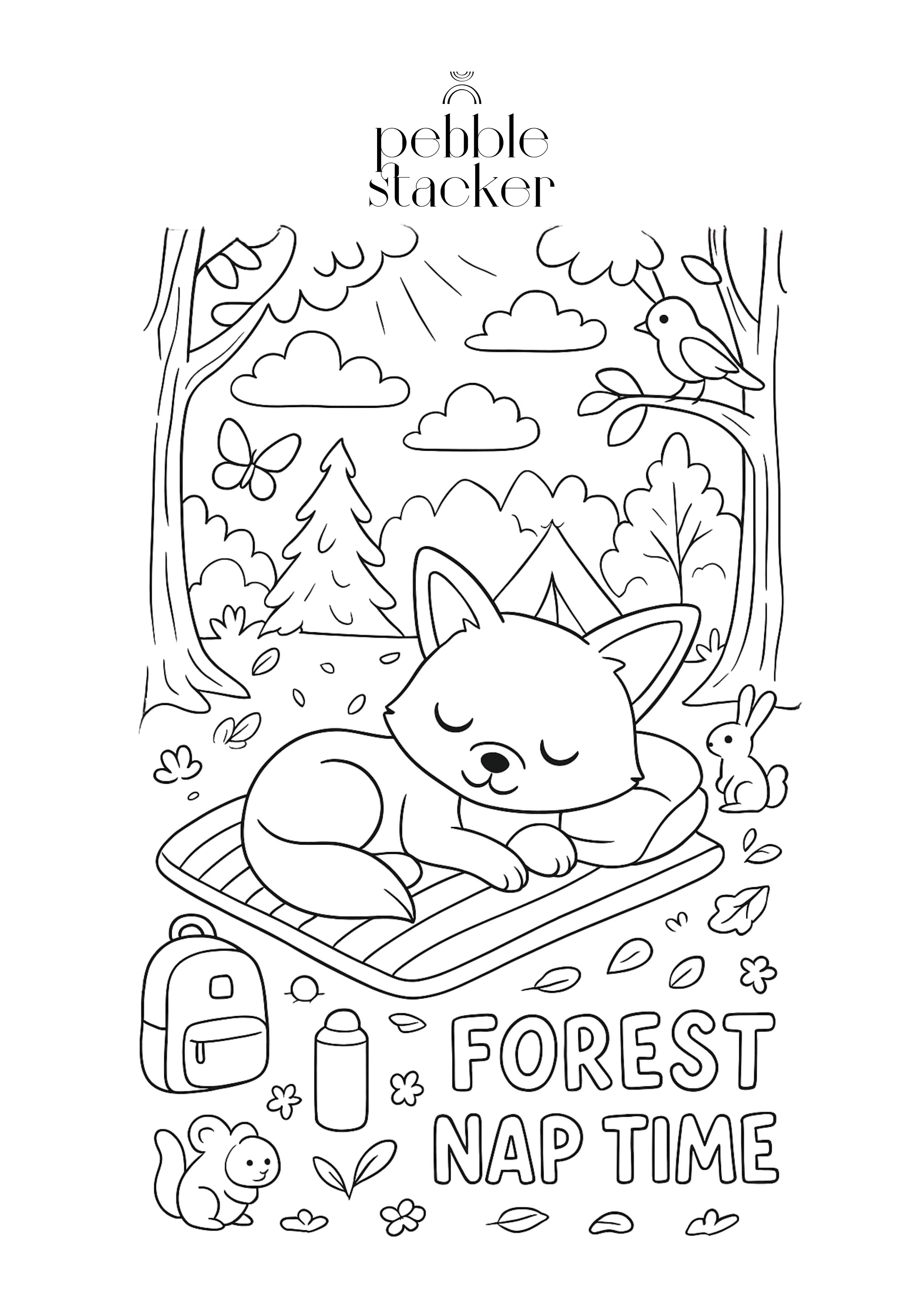 Free Kids’ Coloring Page (Forest Nap Time)