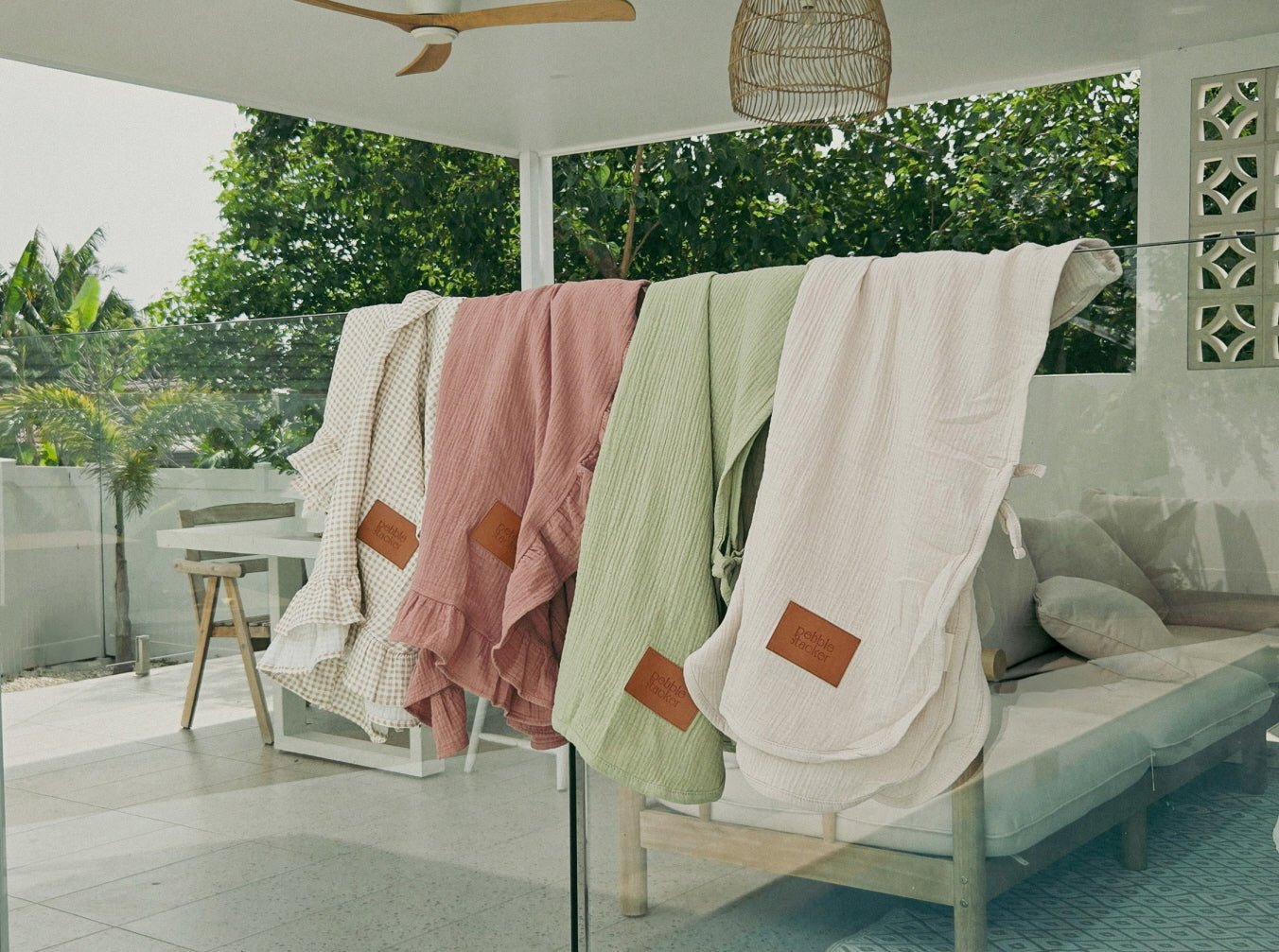 Organic Cotton Muslin Beach Poncho - pebble stacker