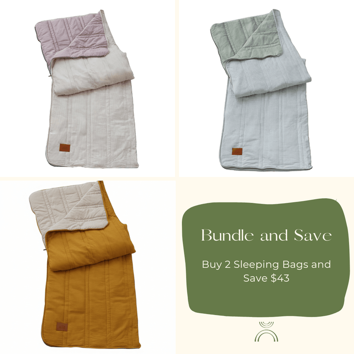 2 - Pack Cotton Sleeping Bag Bundle — Zip - Together - pebble stacker